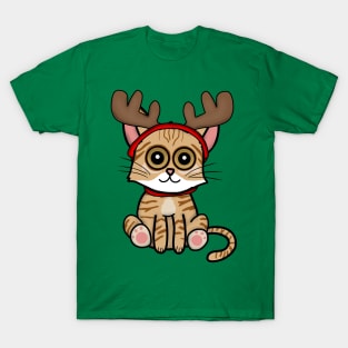 Reindeer Kitty (Large Print) T-Shirt